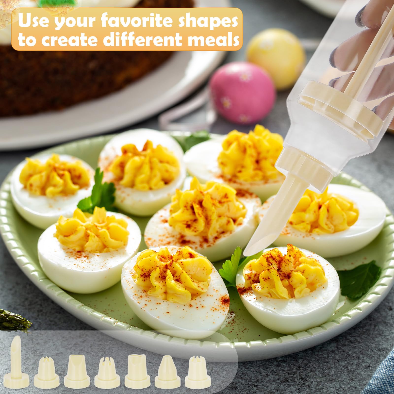 FACULX deviled egg containers with green lid simplify transport for picnics.
