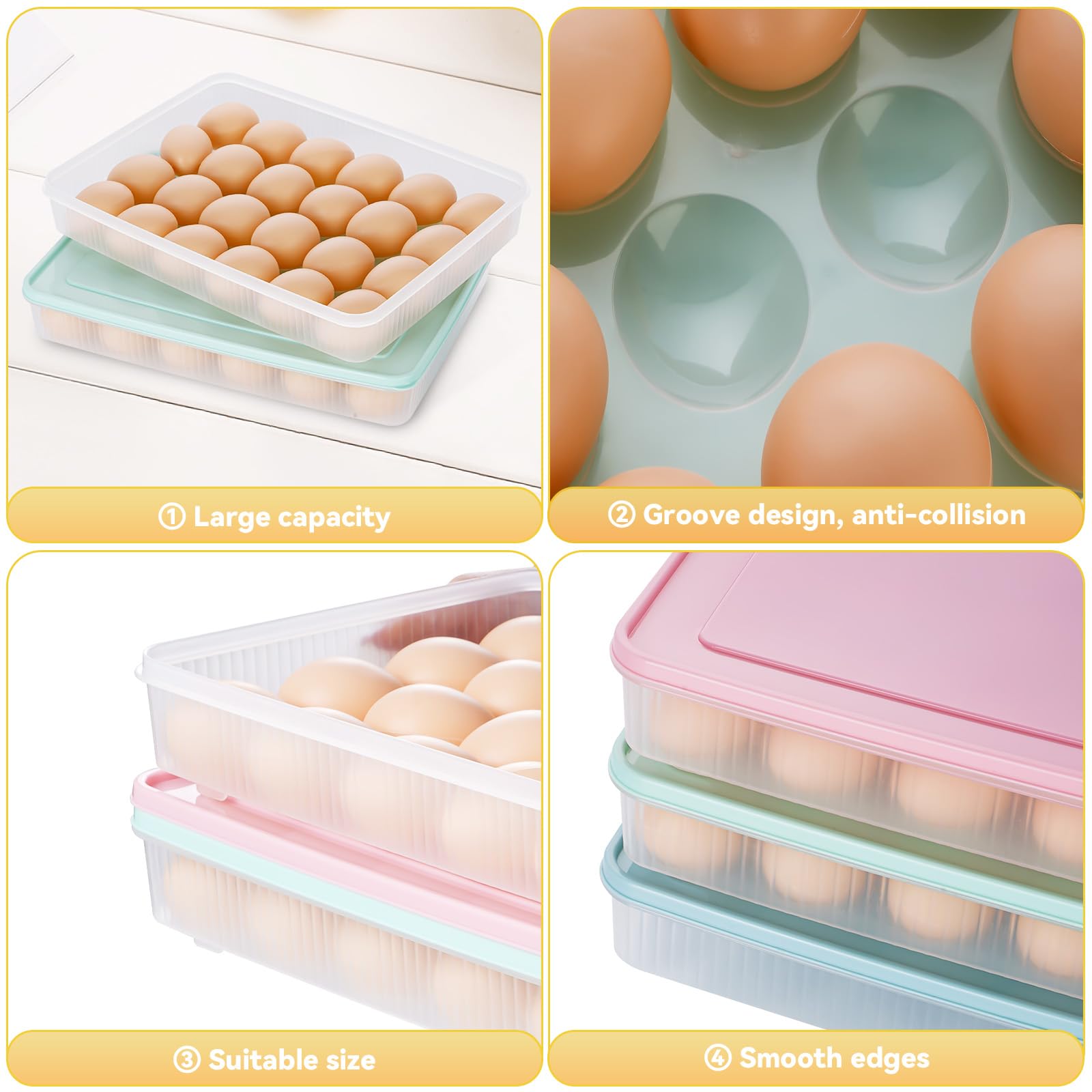 FACULX freshness-preserving lid protects eggs from odors in the fridge.
