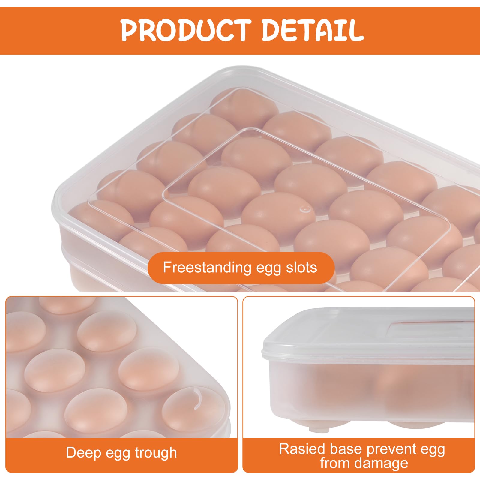 FACULX refrigerator egg organizer keeps eggs neatly stacked and accessible.
