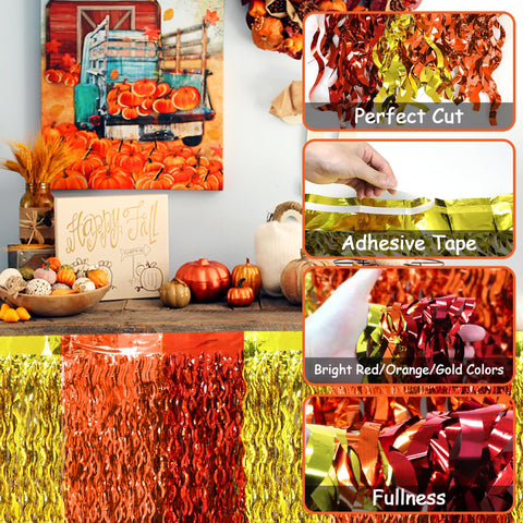 Faiclrr close-up of foil fringe highlighting autumn colors.