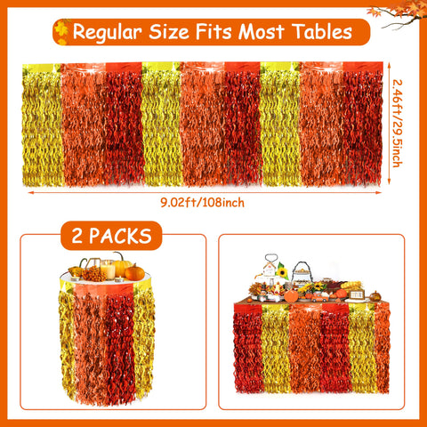 Faiclrr wavy metallic fringe adds shimmering texture to table decor.