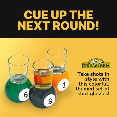 Fairly Odd Novelties billiards shot glass on green ball base, easy to clean after the game.