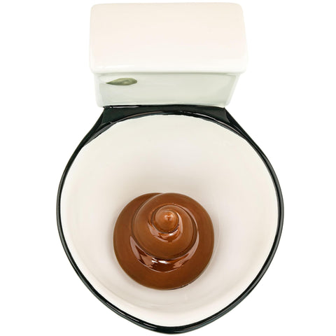 Fairly Odd Novelties toilet mug in white provides 11-ounce capacity for coffee breaks.
