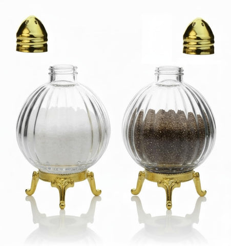 Fairturk gold-and-silver-tone stand elevates table presentation during meals.