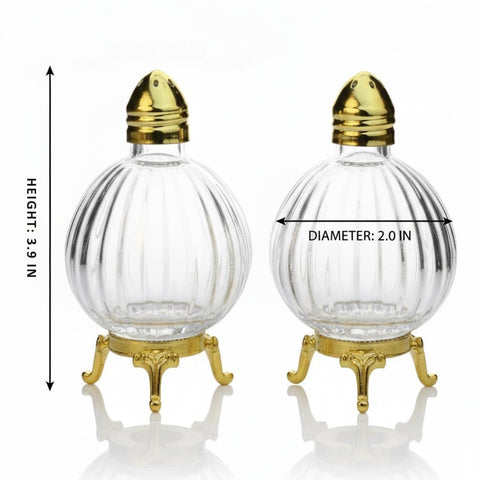 Fairturk ribbed-glass body salt shaker, gold-tone top, creates a vintage-inspired sparkle.