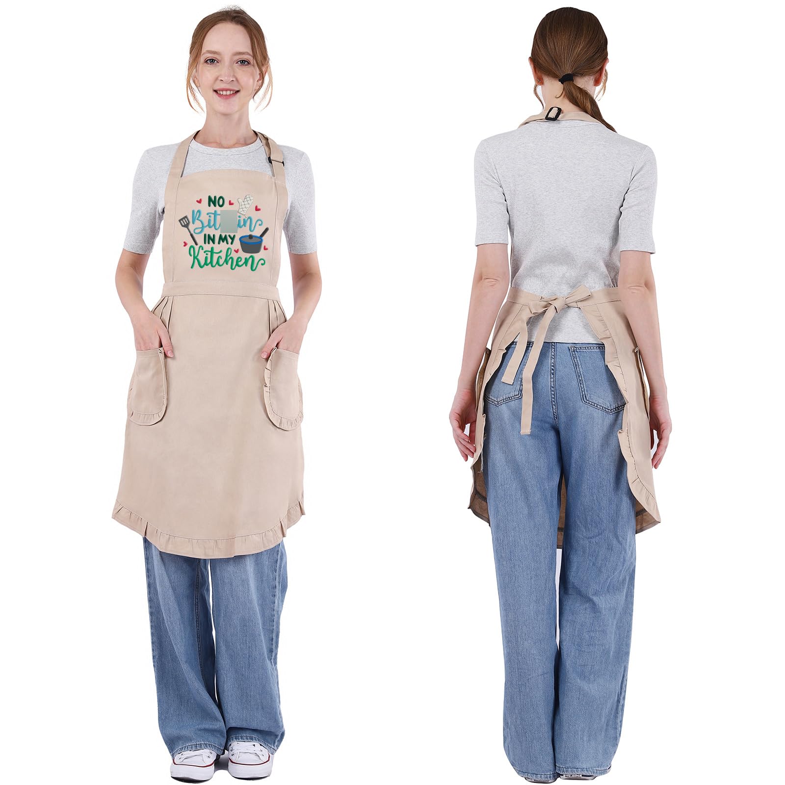 Fairy’s Gift adjustable neck strap apron for a secure fit.