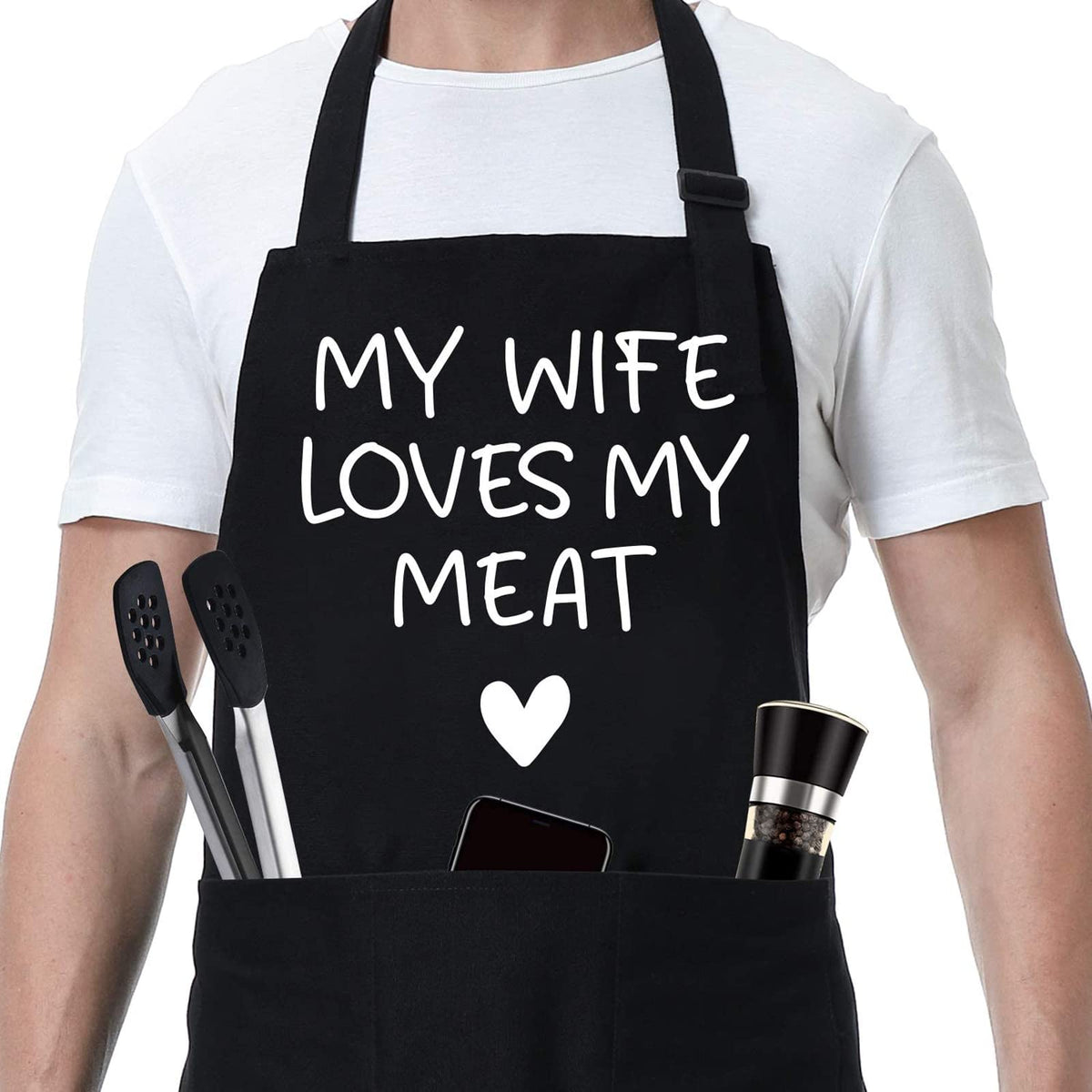 Fairy's Gift funny husband apron with pockets keeps tools within reach.