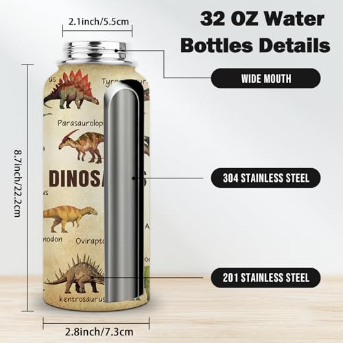 FAIVHSO 32 oz dinosaur insulated bottle keeping beverages cold longer