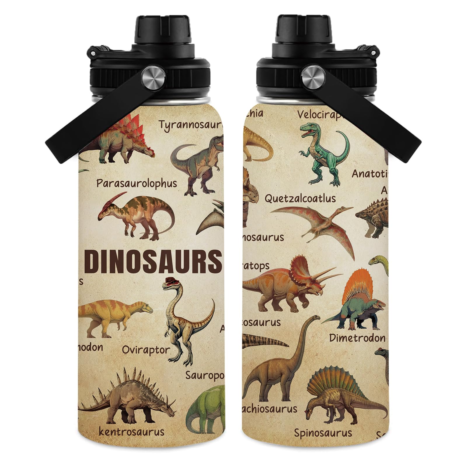 FAIVHSO dinosaur bottle close-up of leakproof lid for secure on-the-go sipping