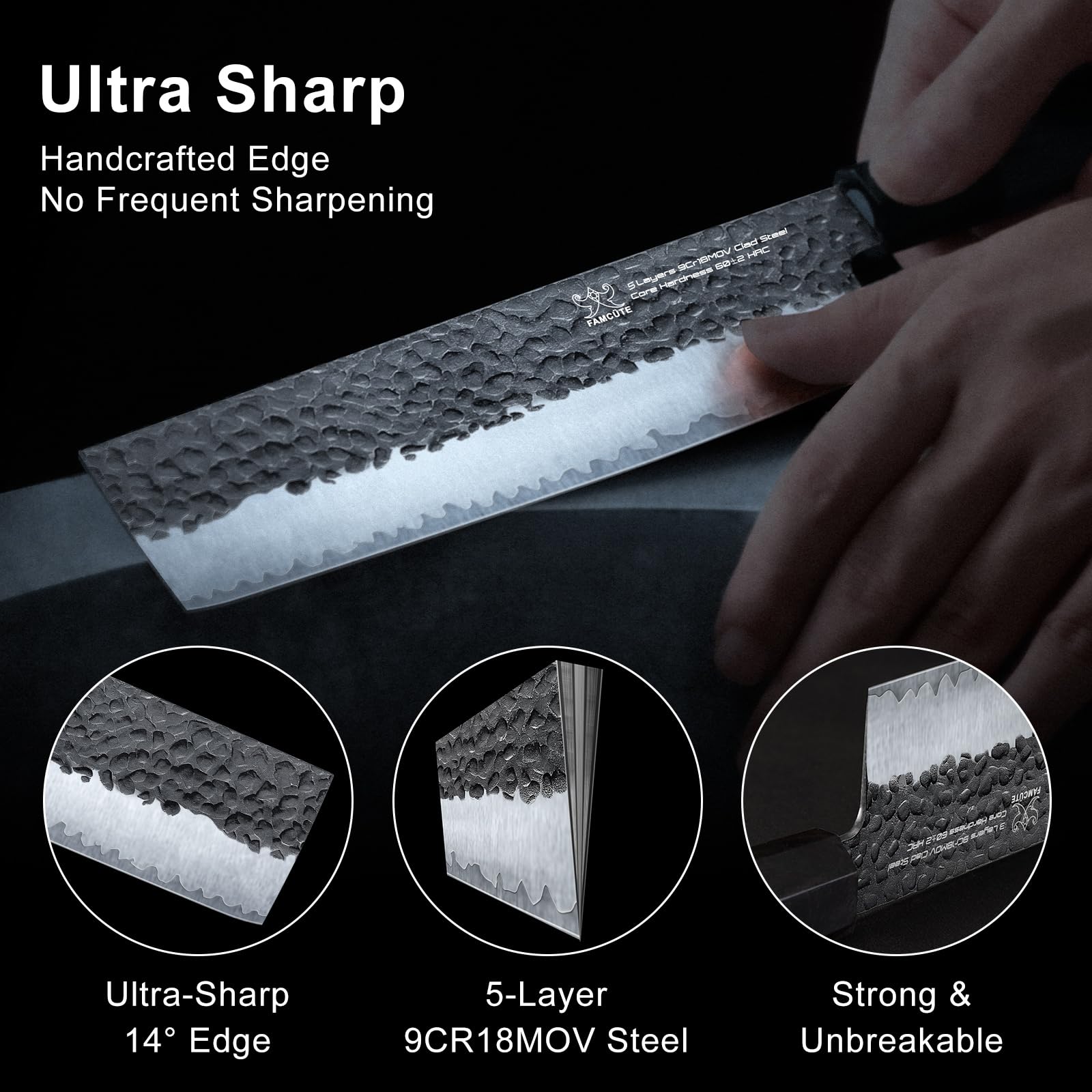 5-layer 9CR18MOV steel preserves sharpness and durability