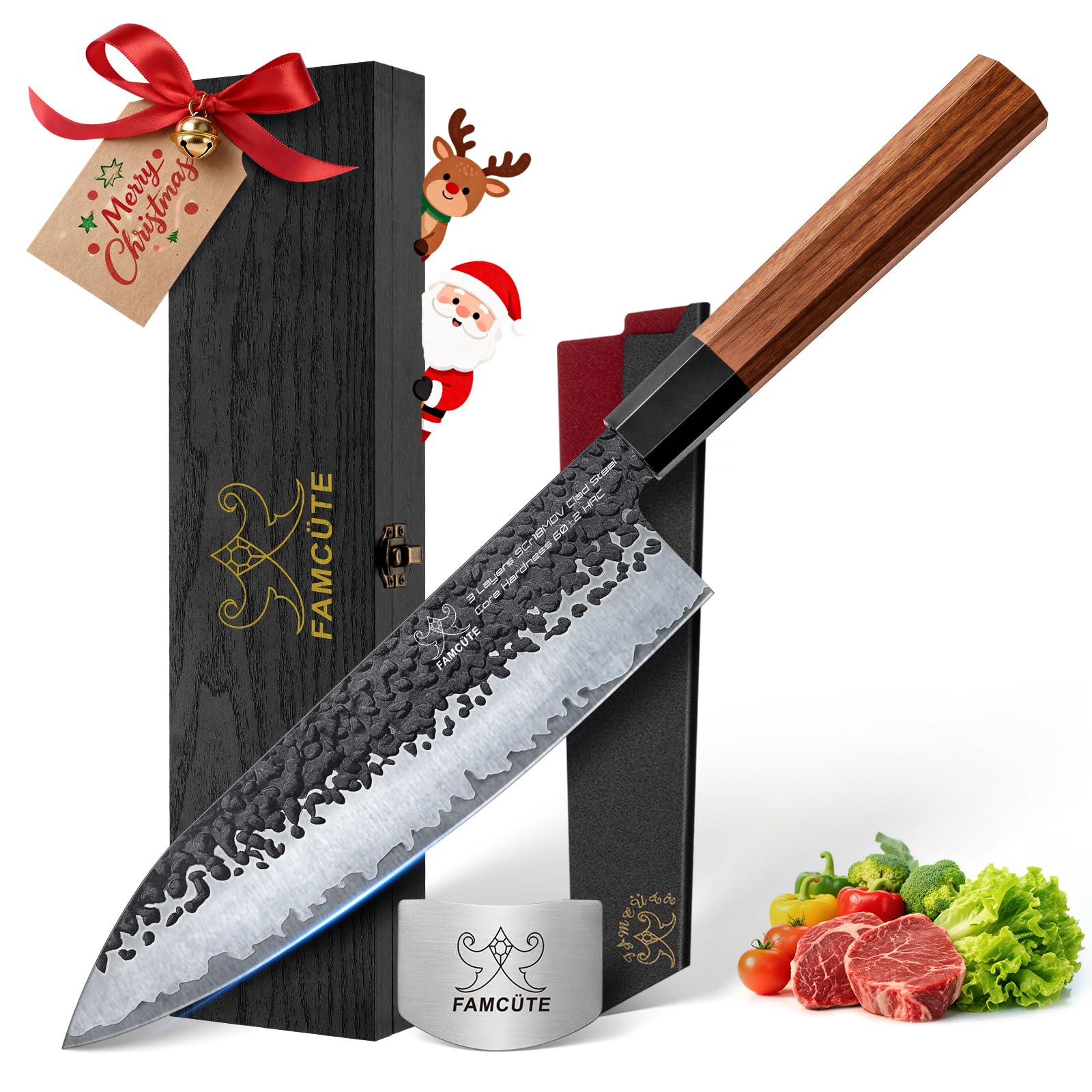 FamCÜTE 8-inch Japanese knife blade for precise slicing and long-lasting sharpness.
