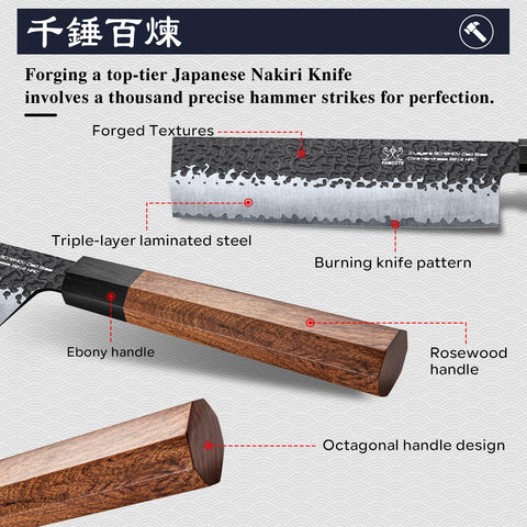 Hand-forged kitchen knife with balanced feel for comfortable use
