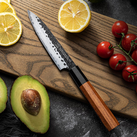 FAMCÜTE paring knife blade with dimples for smooth release during prep