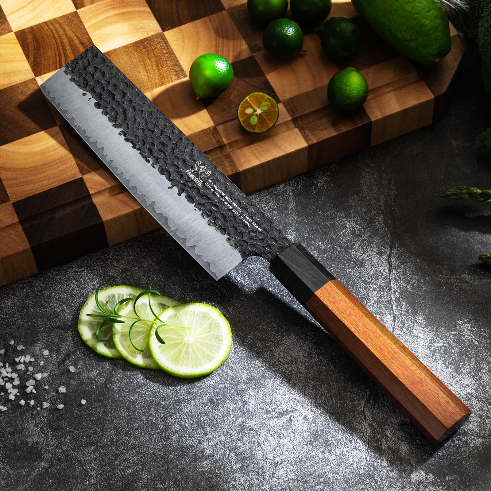 FAMCÜTE rosewood handle offers ergonomic grip during cutting tasks