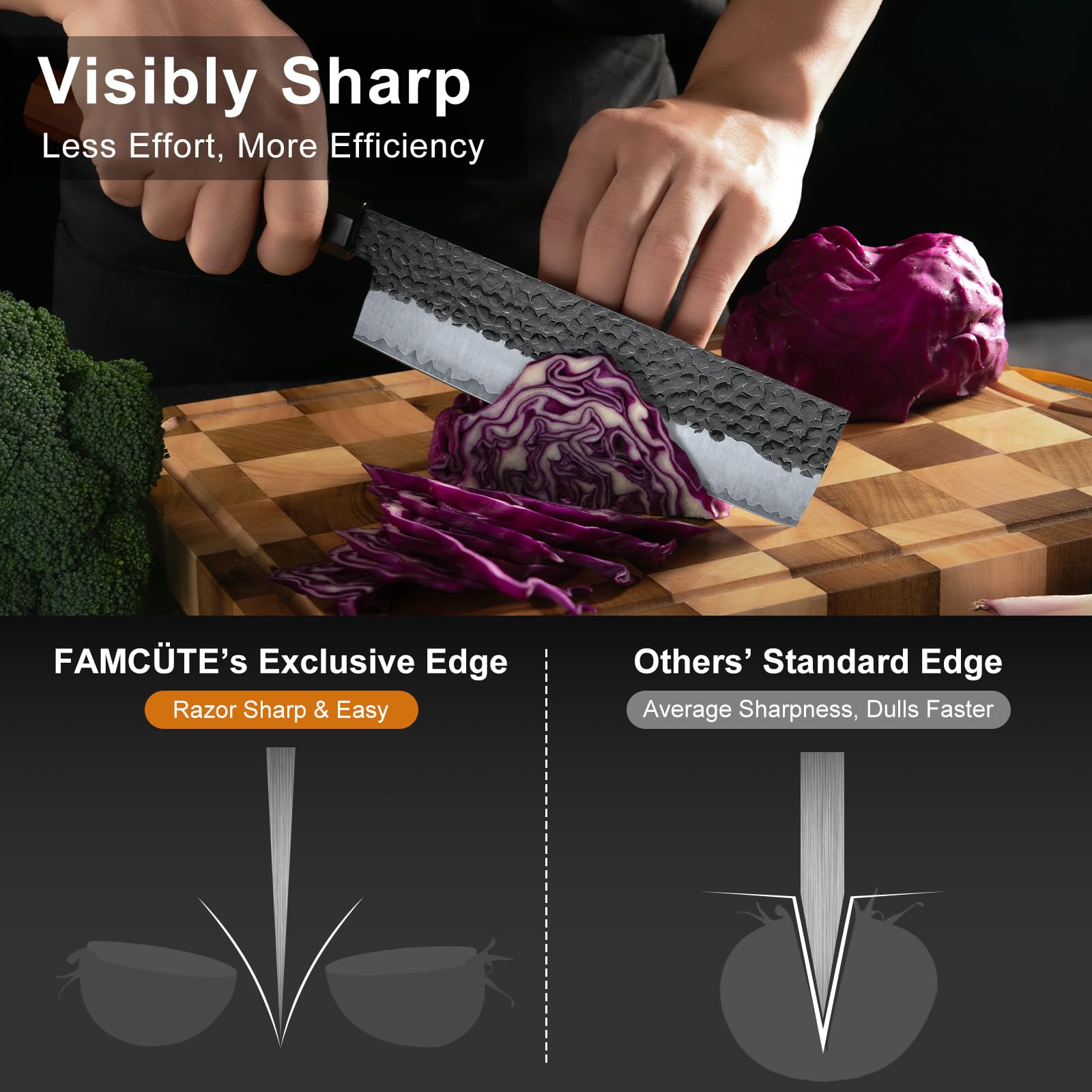 Rosewood handle provides lightweight yet sturdy support