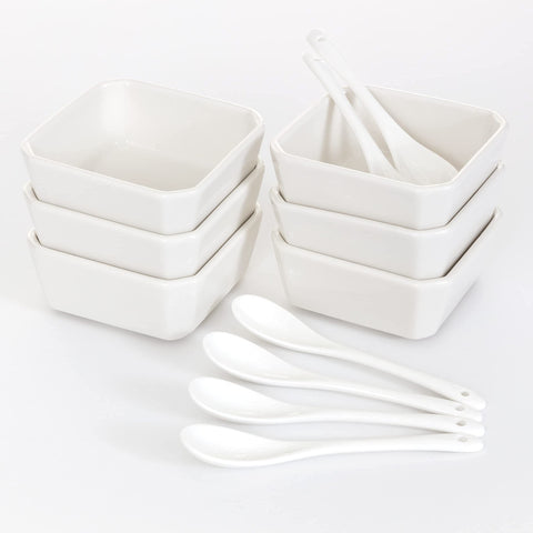 FAMHH six bowls and spoons for coordinated serving.