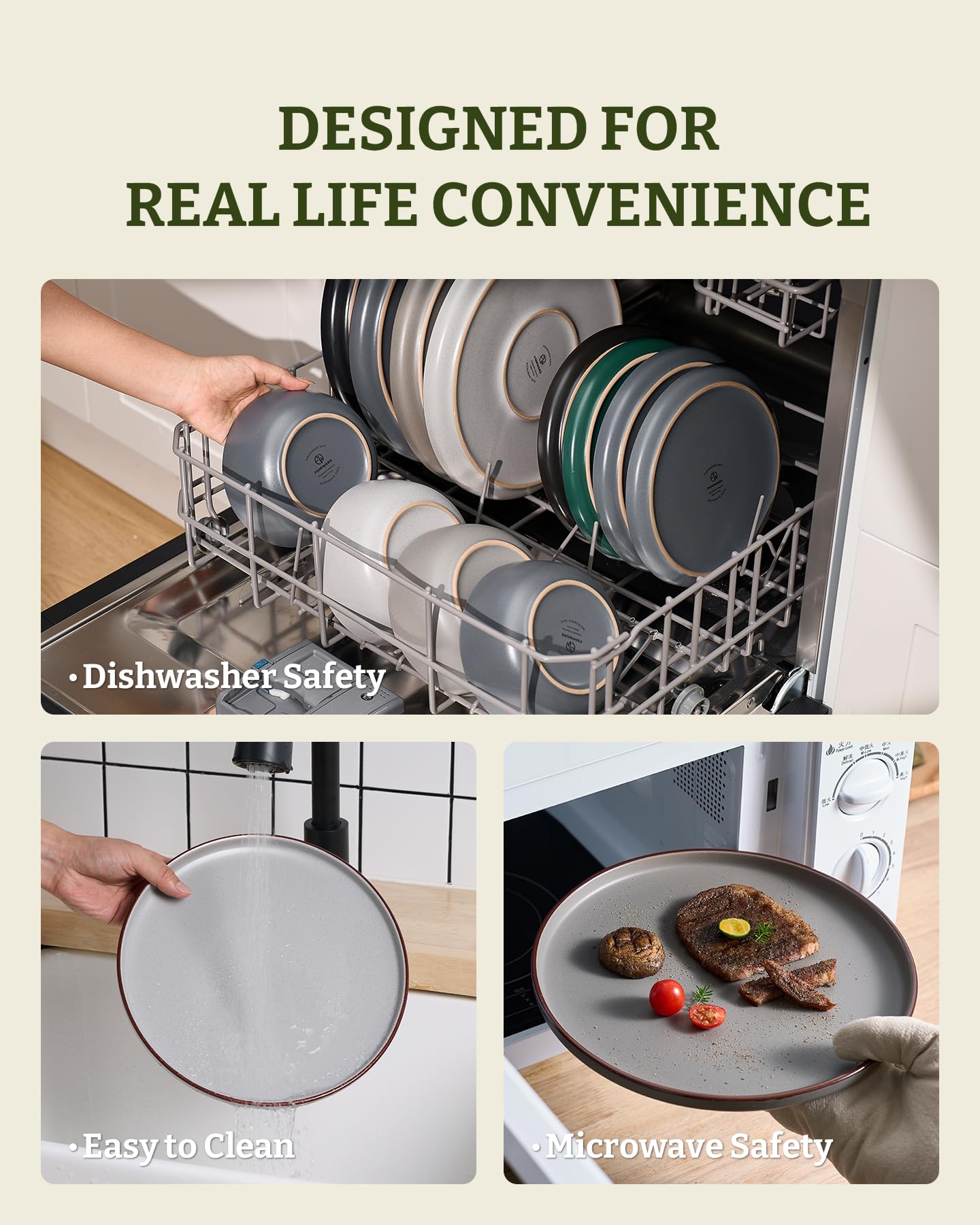Sturdy glaze and weighty feel convey reliability for everyday use.
