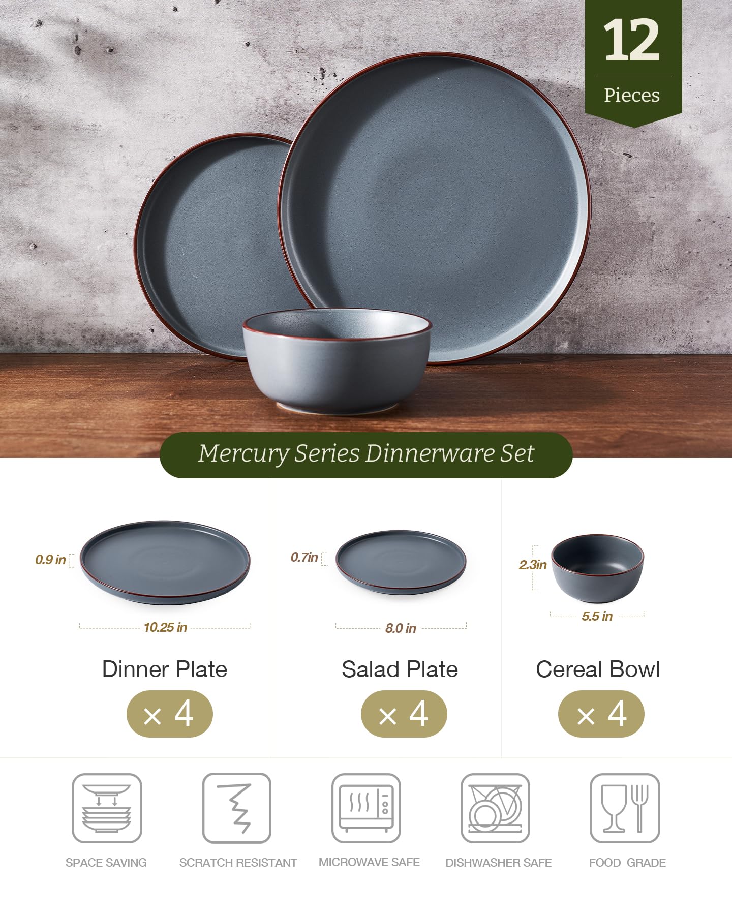 Famiware Mercury salad plate with speckled glaze and handcrafted edge