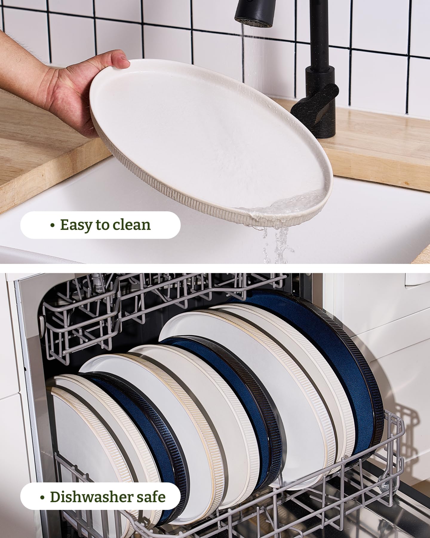 Famiware microwave-safe and dishwasher-safe platter in matte white.