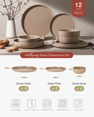Famiware Milkyway salad plate highlighted in cinnamon brown for stylish lunches