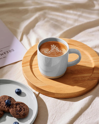 Dishwasher and microwave safe Famiware Milkyway mug design for easy cleanup.