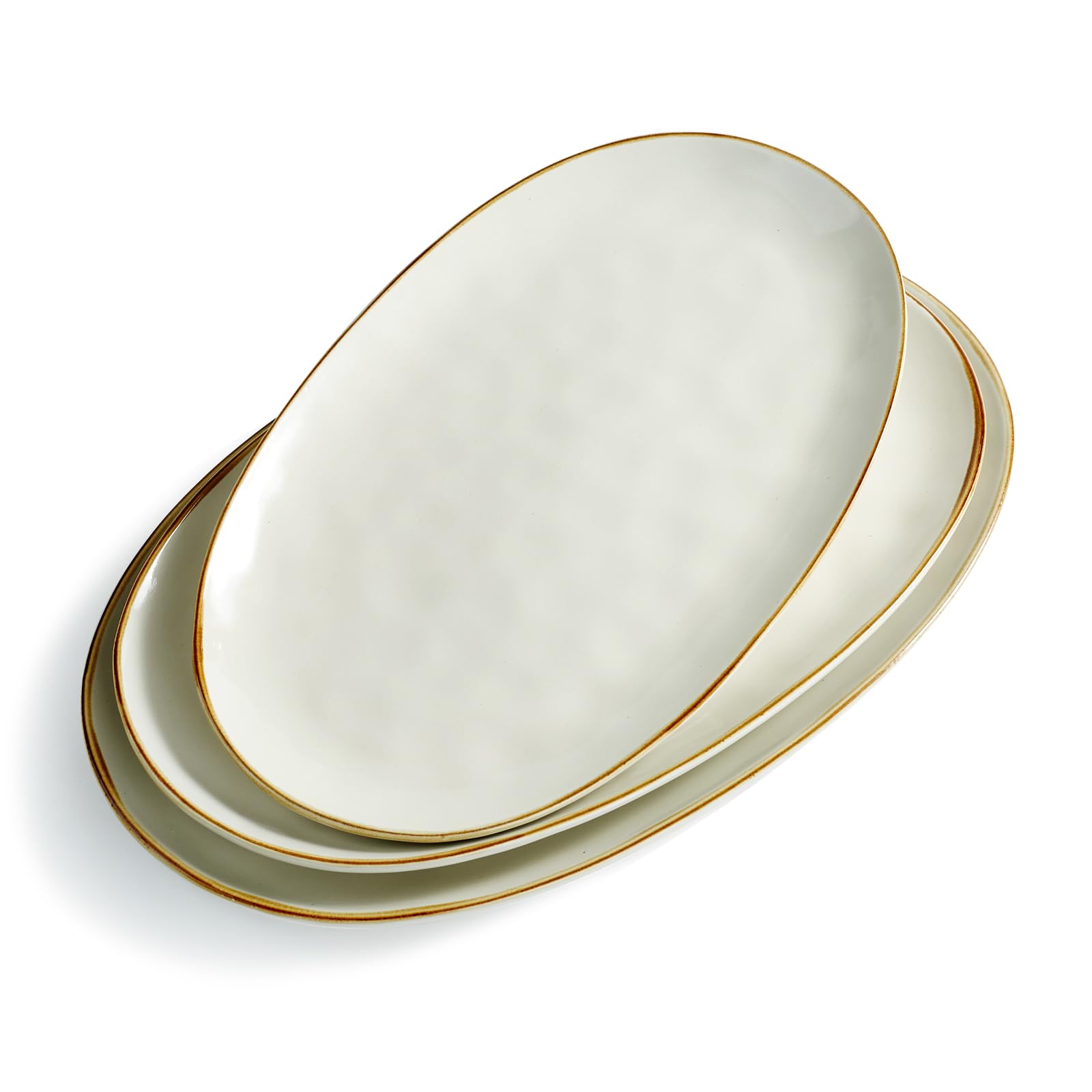 Famiware Ocean Series oval serving platter large with sea ripple texture for elegant entertaining.