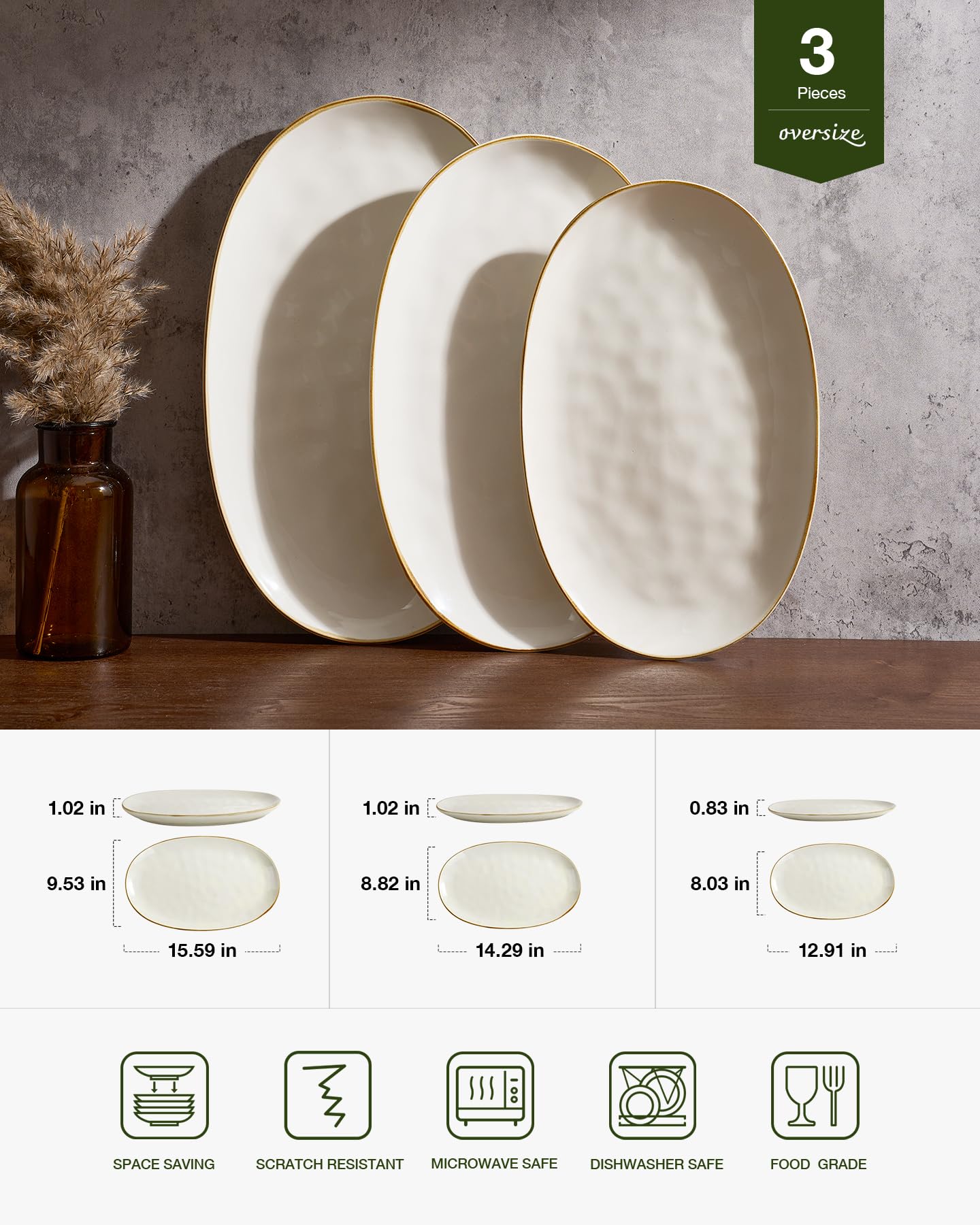 Famiware Ocean Series medium oval platter with versatile serving use.