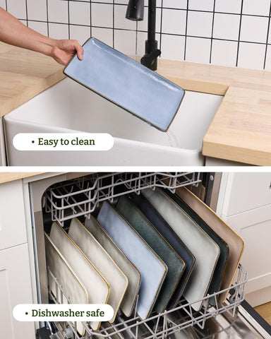Famiware Ocean Series platter showing dishwasher and microwave safe feature