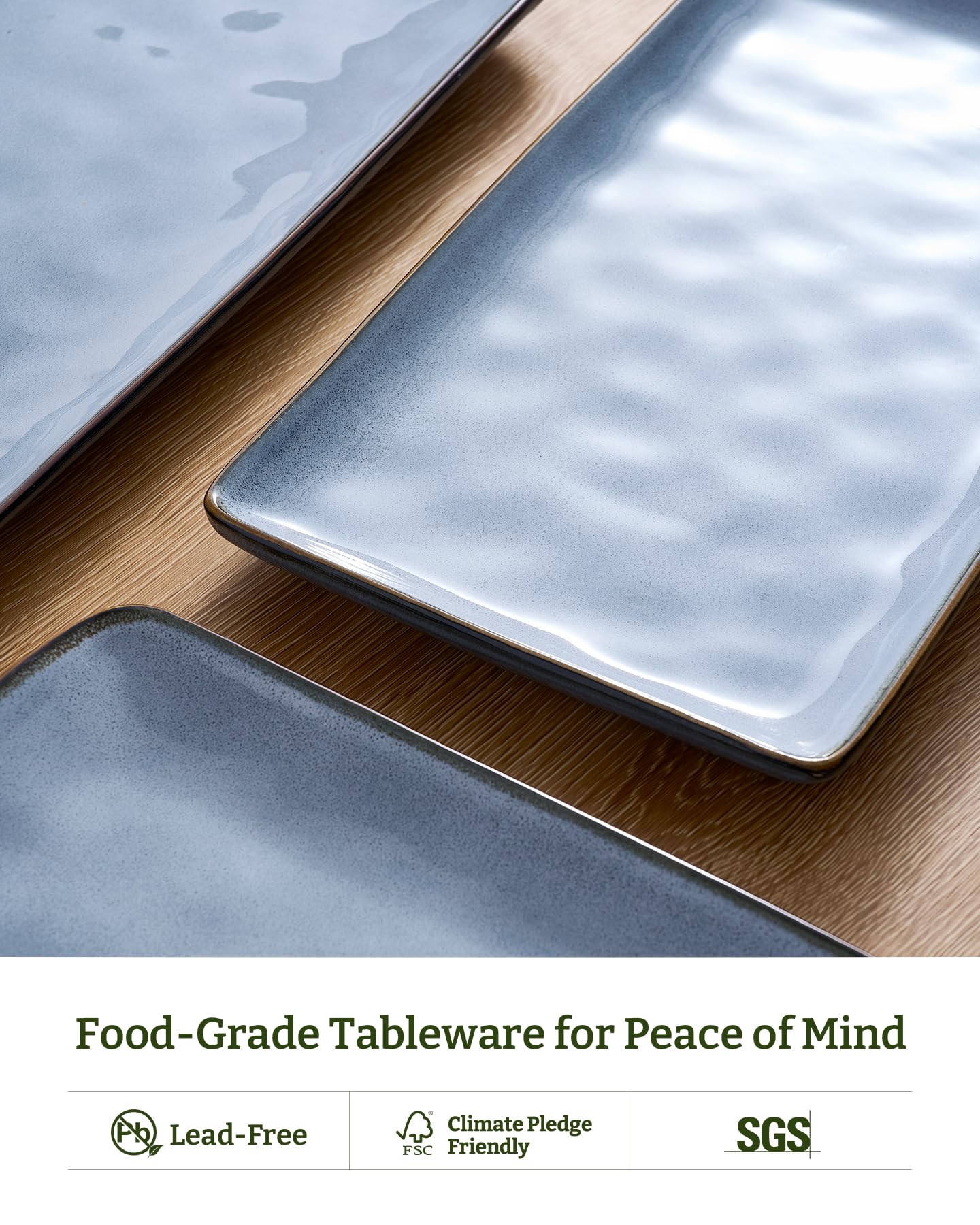 Close-up of double reactive glaze on Famiware Ocean Series plater