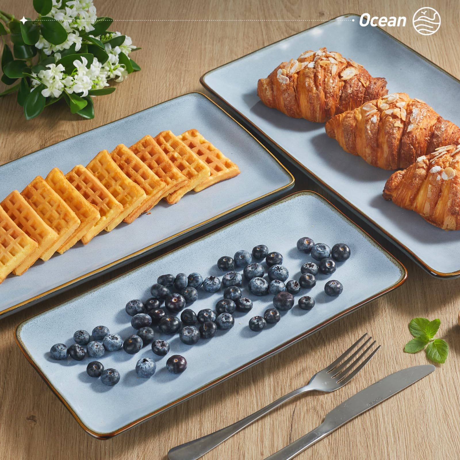 Famiware Ocean Series platter in an entertaining table setting