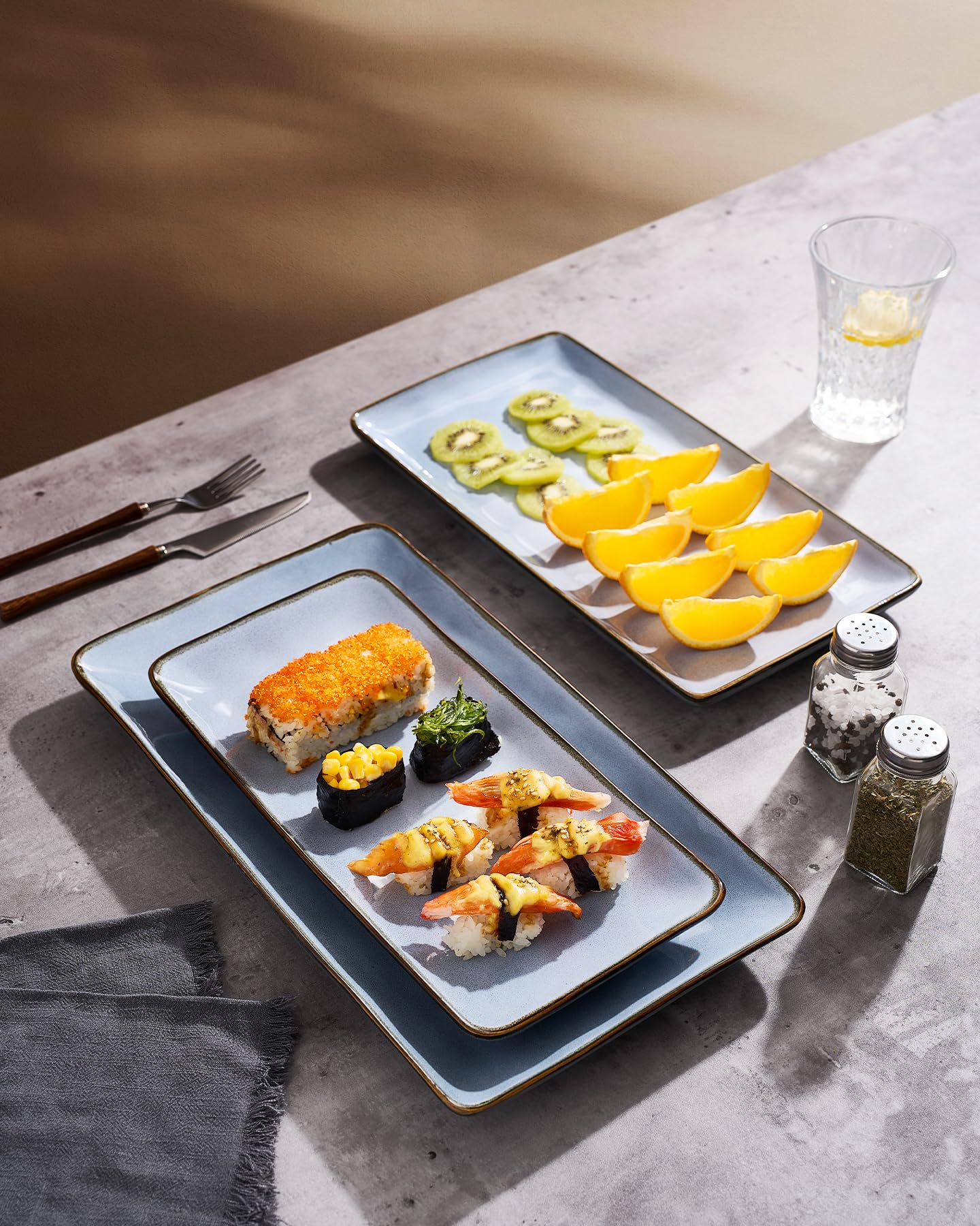 Close-up of the wave design on Famiware Ocean Series platter