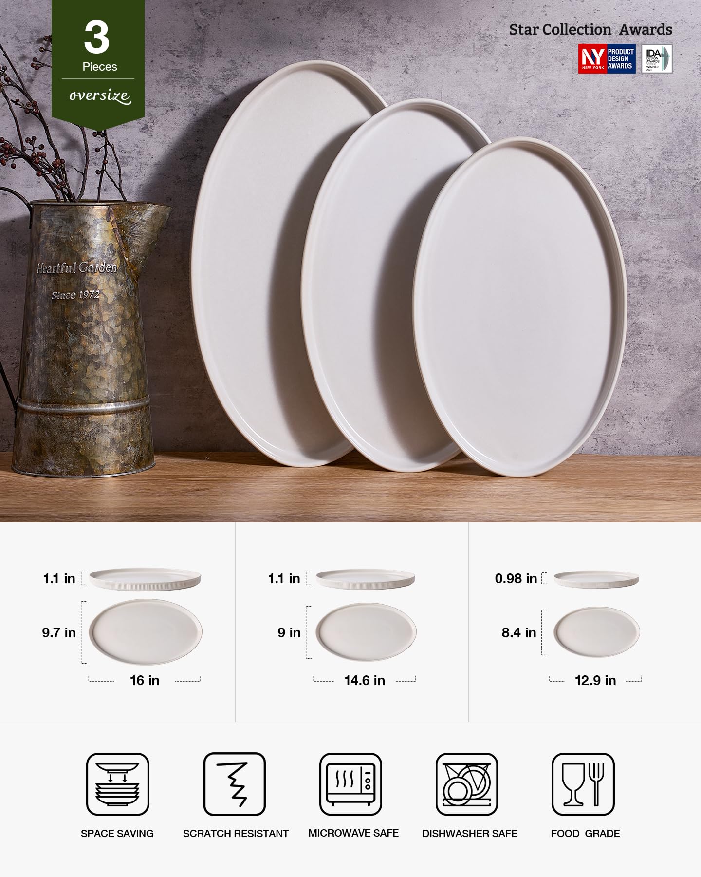 Famiware oval serving platter 14-inch ideal for sides and sharing.