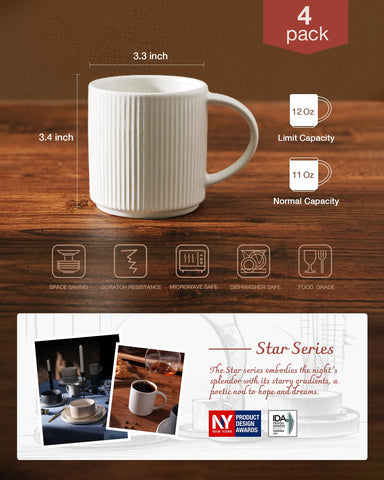 Famiware stackable mug design with grooves for easy storage