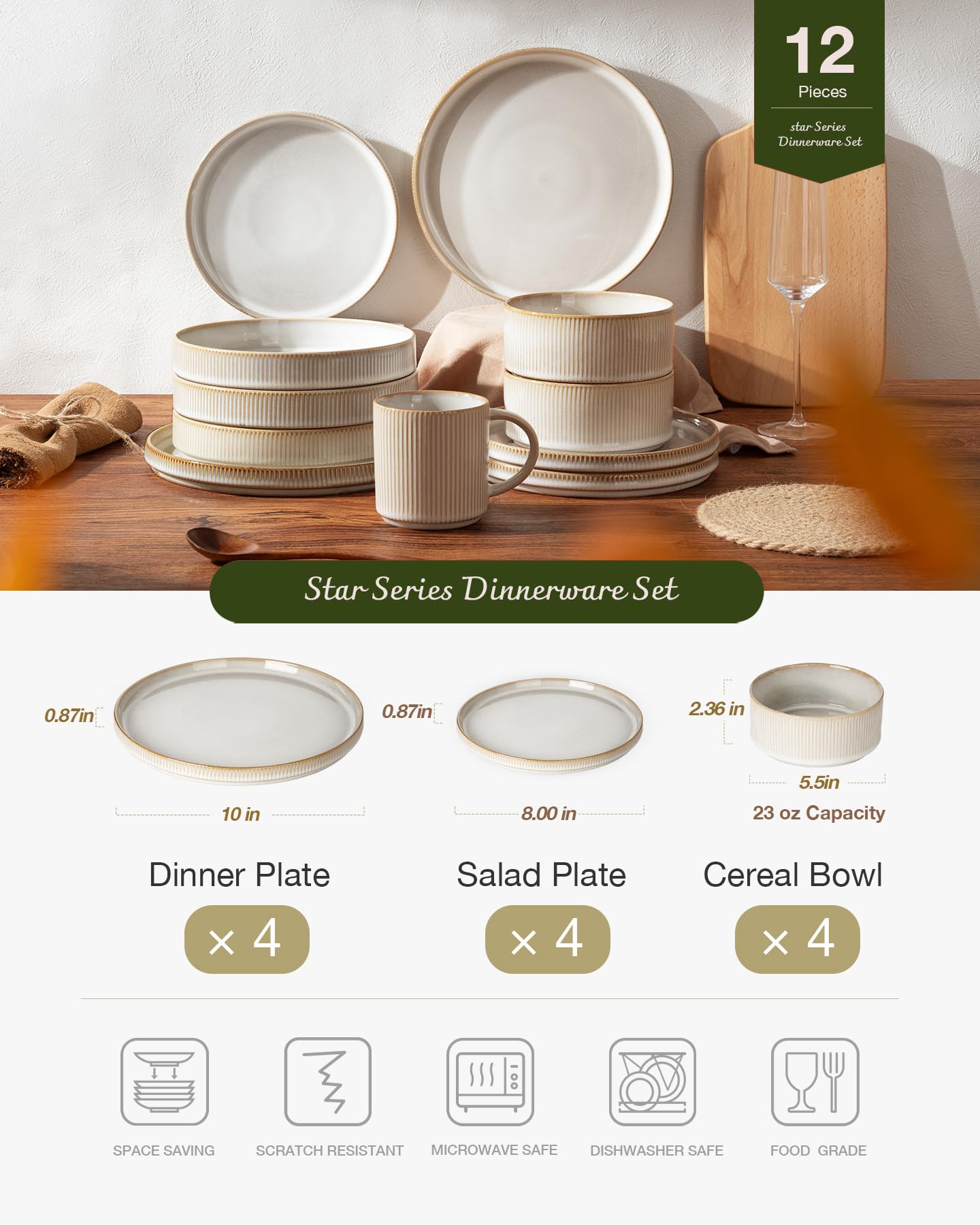Famiware Star Dinnerware 23oz cereal bowl with generous capacity