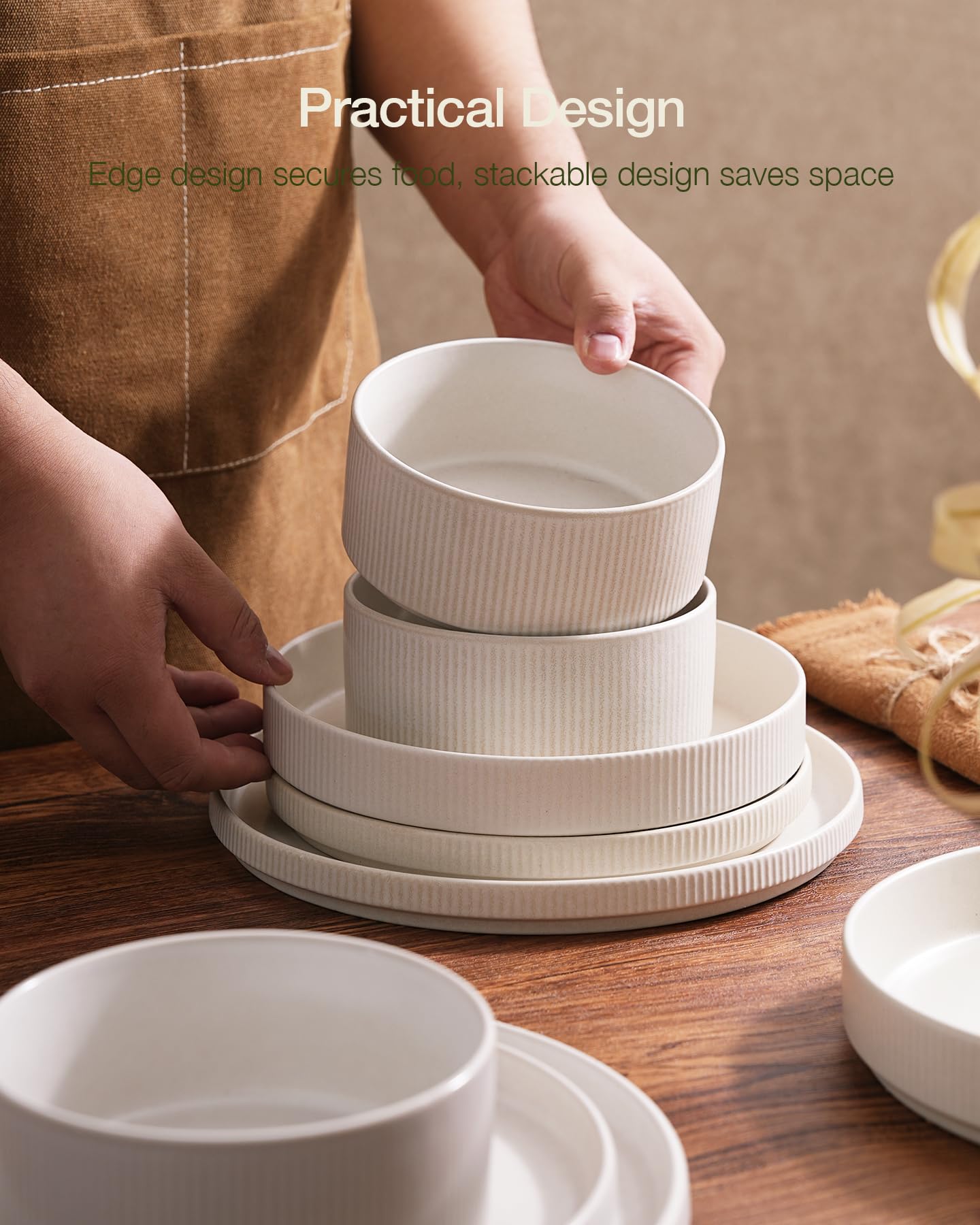 Famiware Star dinnerware on a rack indicating dishwasher-safe convenience