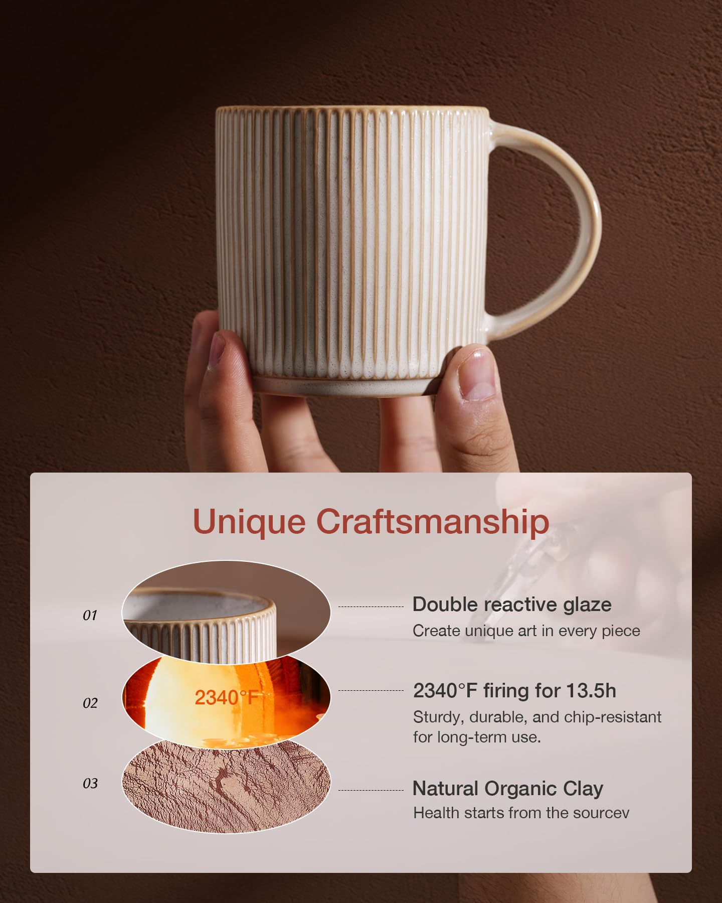 Famiware Star mugs fired at 2340°F for durability and chip resistance.