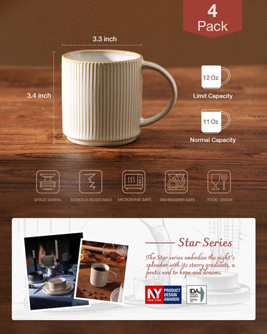 Stackable Famiware Star mugs with grooves for stable storage.