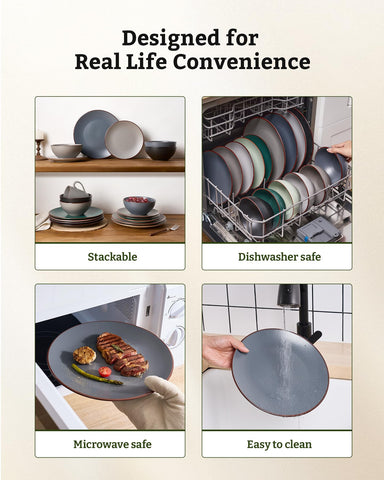Famiware Venus durable stoneware endures daily use with easy cleaning.