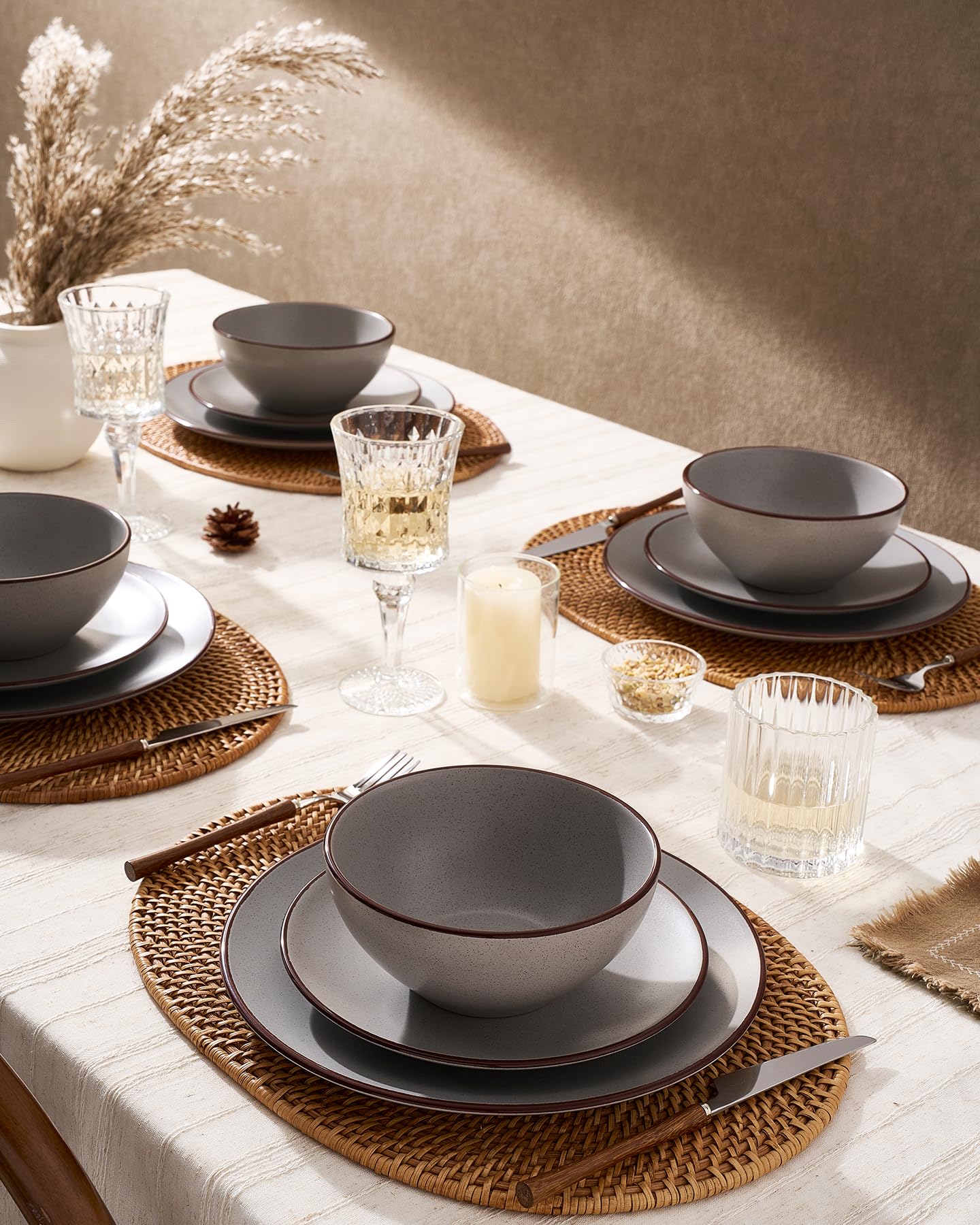 Famiware Venus 8-inch salad plate highlights the speckled finish and sturdy edge.