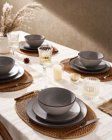 Famiware Venus 8-inch salad plate highlights the speckled finish and sturdy edge.