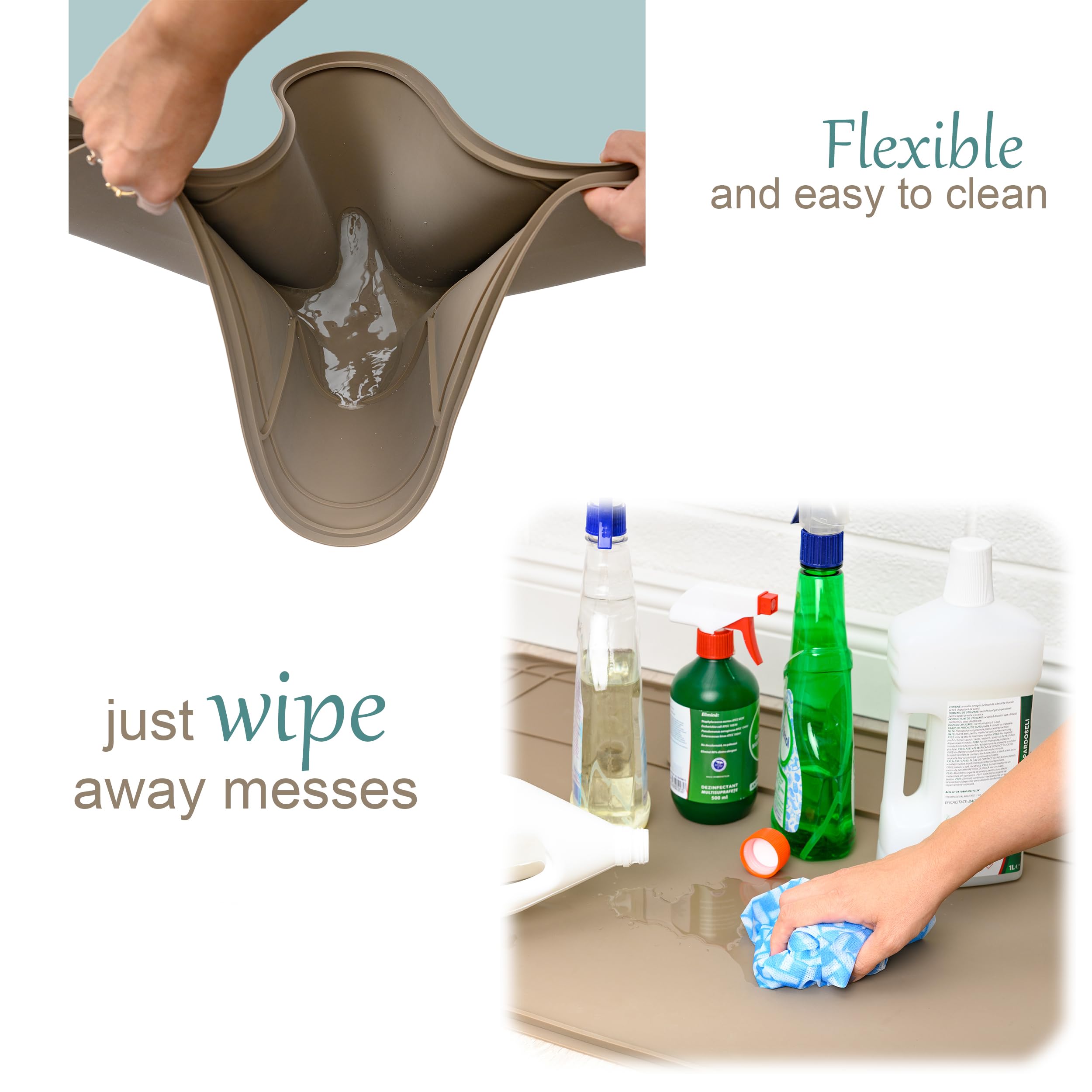 Famous Dino Under Sink Mat easy to wipe and keep clean.