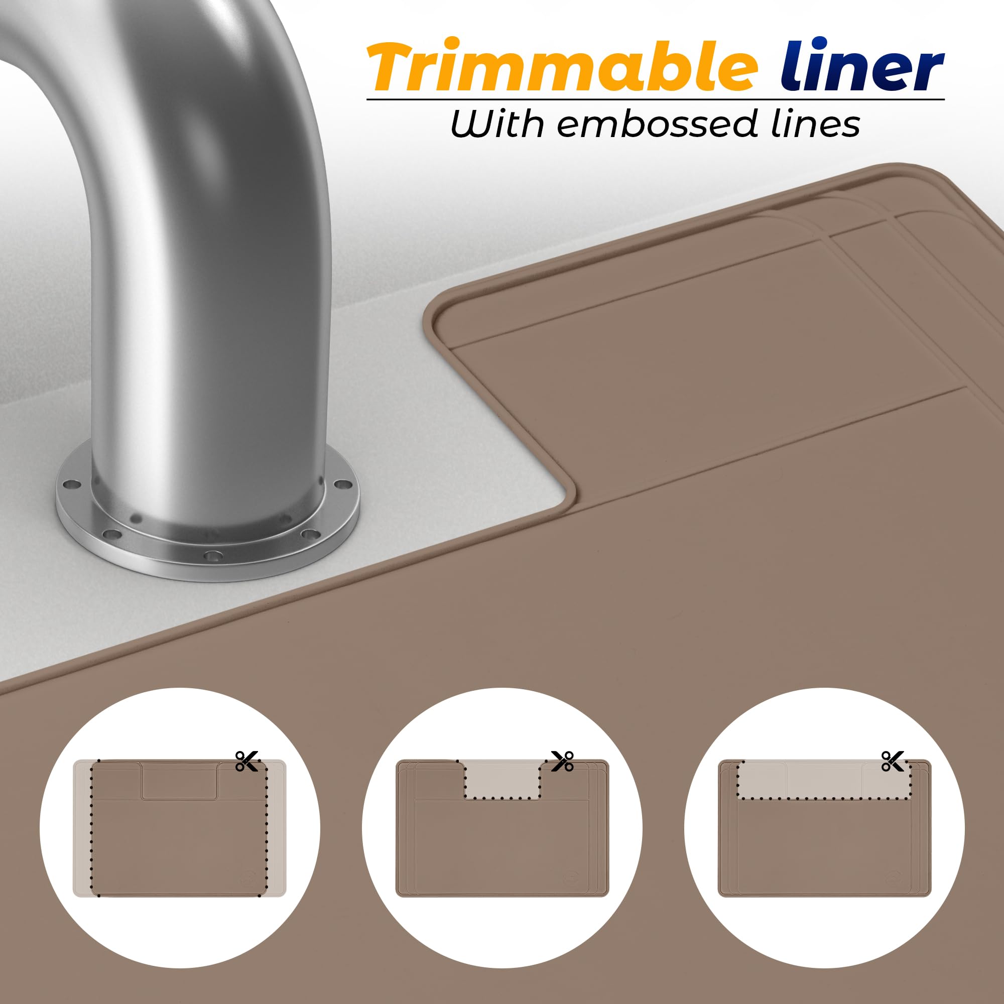 Famous Dino Under Sink Mat protects cabinets from leaks and spills.