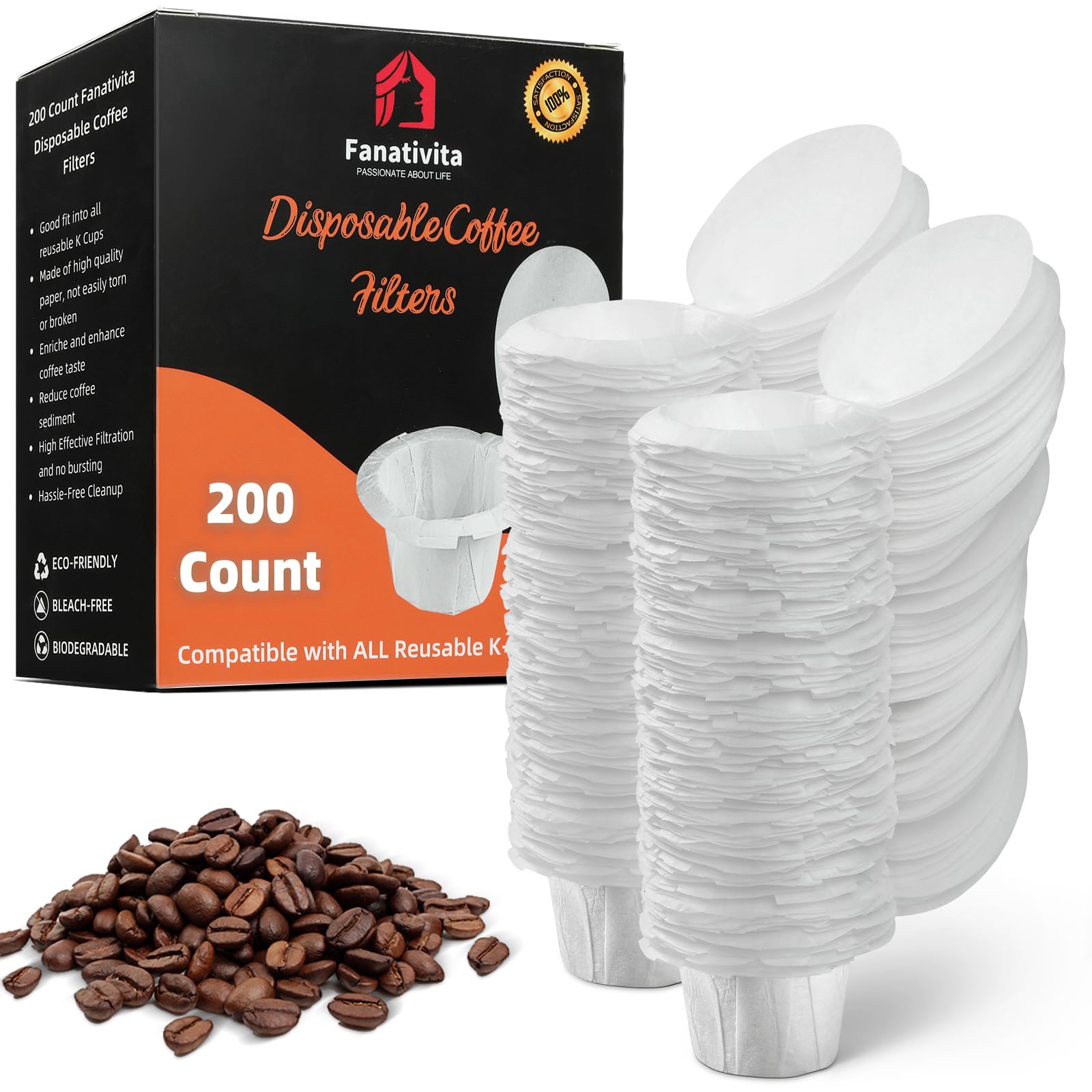 Fanativita 200-count filters with genius lid close-up for easy cleanup