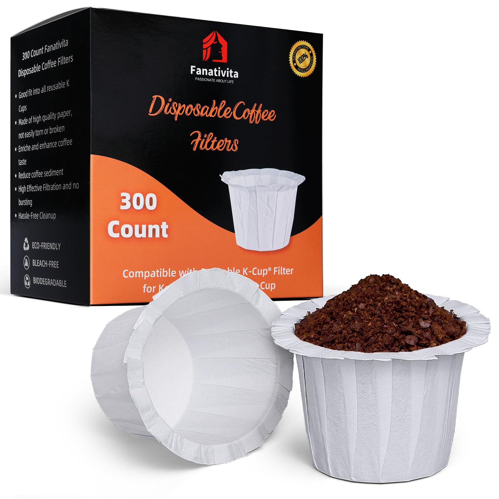 Fanativita 300-count k-cup filters pack for Keurig compatibility.