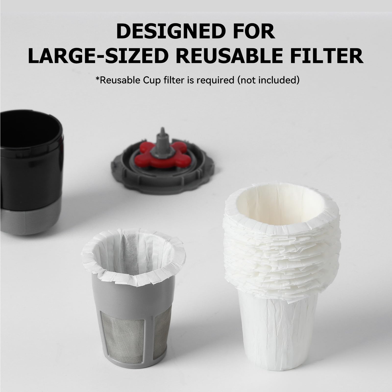 Fanativita large cup filter close-up, captures oils for cleaner, richer aroma.