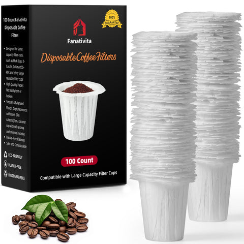 Fanativita disposable filters for large cups packaging, convenient waste-free brewing option.