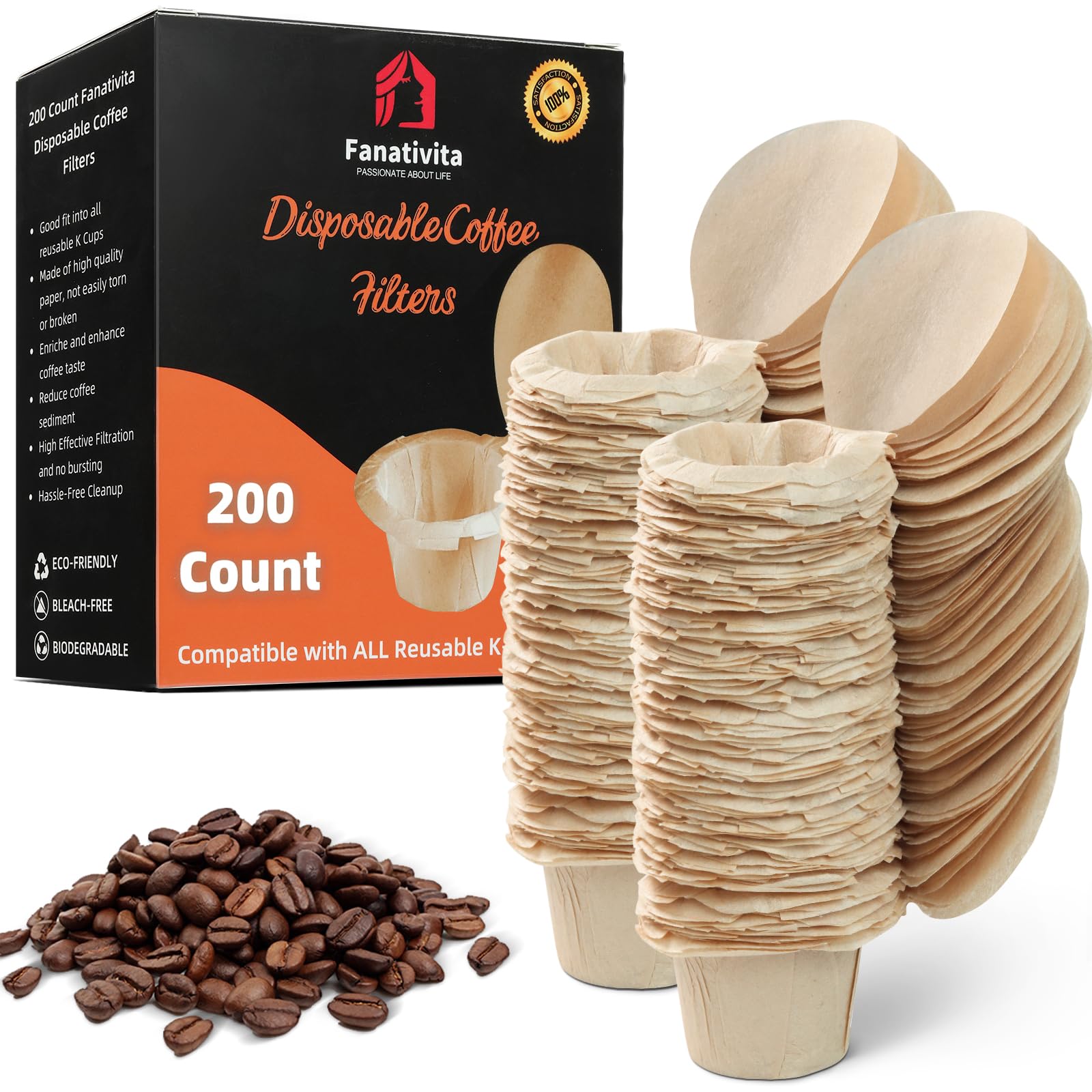 Fanativita K-Cup filters with genius lid closeup for mess-free disposal