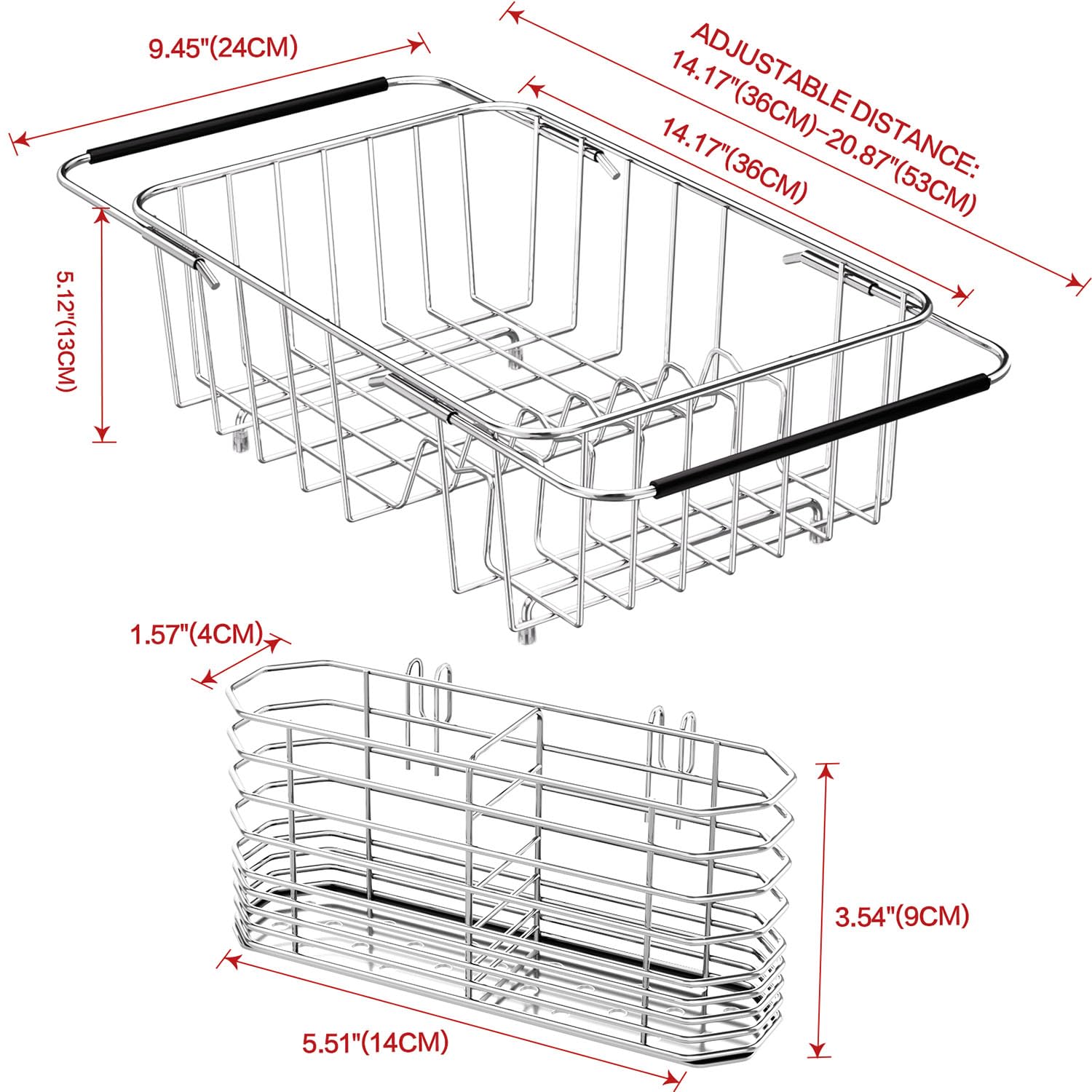 Fanbsy expandable dish rack in stainless steel fits many sink sizes