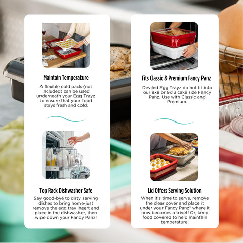 Fancy Panz versatile tray accommodates strawberries, mushrooms, or bite-sized desserts