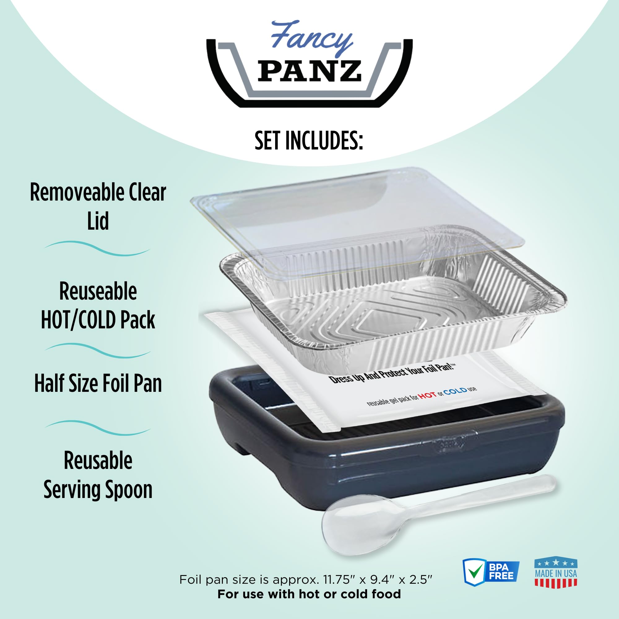 Fancy Panz serving spoon included for easy serving at gatherings.